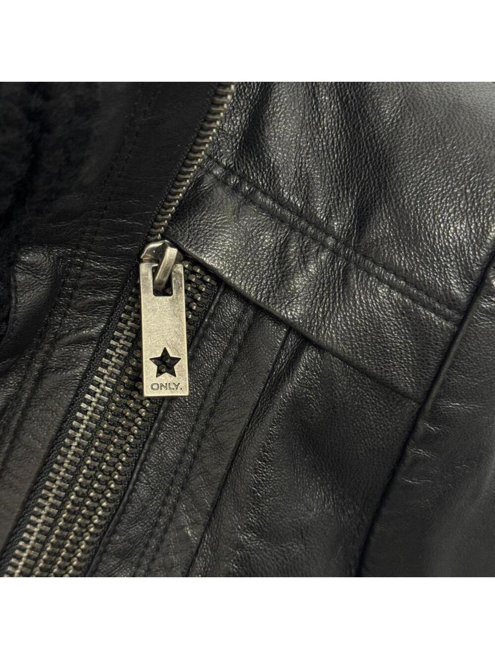 Vintage Black Funnel Neck Knit Collar Avant Garde Leather Jacket - Picture 3 of 7